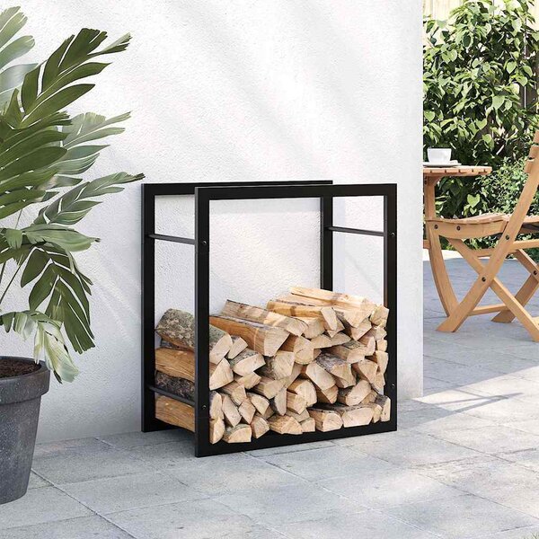 VidaXL Stojan na palivové dřevo matný 50 x 28 x 56 cm ocel [350304] Barva: Černá