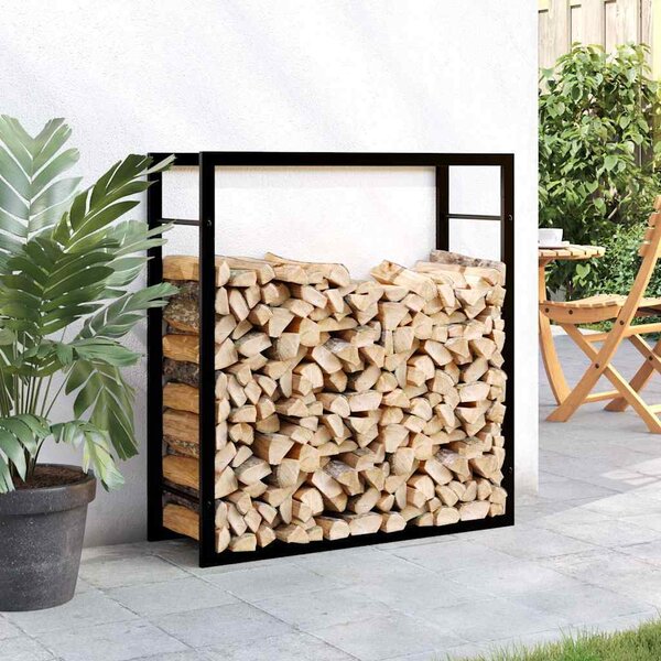 VidaXL Stojan na palivové dřevo matný 80x28x86 cm ocel [350307] Barva: Černá
