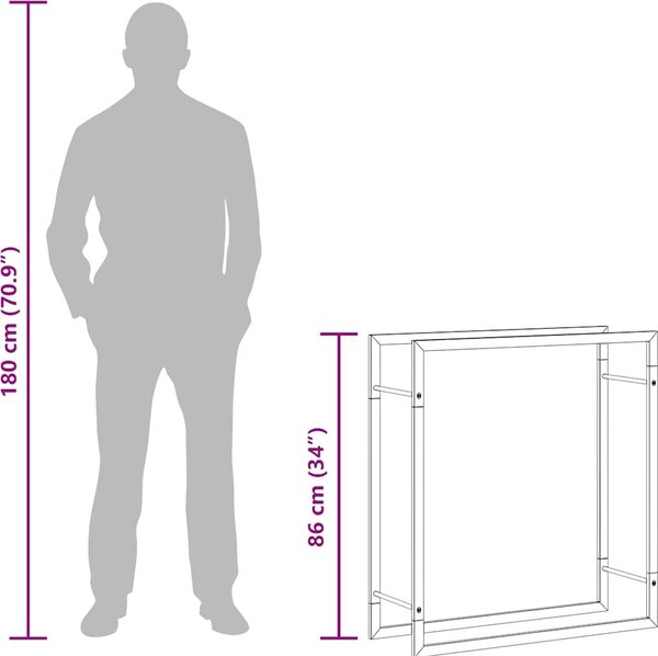 VidaXL Stojan na palivové dřevo matný 80x28x86 cm ocel [350307] Barva: Černá