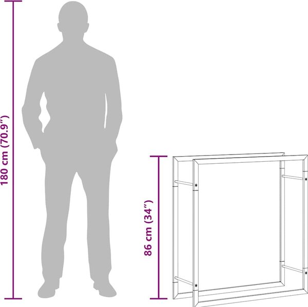 VidaXL Stojan na palivové dřevo matný 80x28x86 cm ocel [350307] Barva: Černá