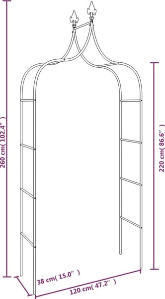 VidaXL Zahradní oblouky 2 ks černé 120 x 38 x 260 cm ocel [319349]