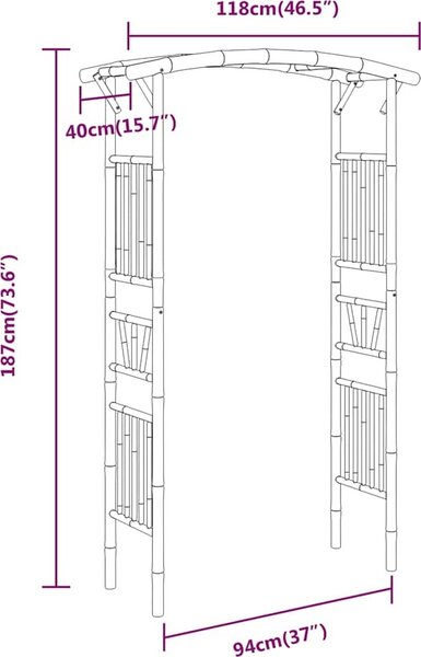 VidaXL Zahradní oblouk na růže bambus 118 x 40 x 187 cm [341746]