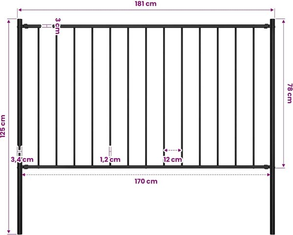 VidaXL Plotový panel Woerden se sloupky ocelový 1,7x0,75 m [145209] Barva: Bílá