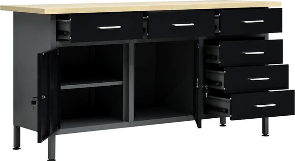 VidaXL Pracovní stůl černý 160 x 60 x 85 cm ocel [145348]
