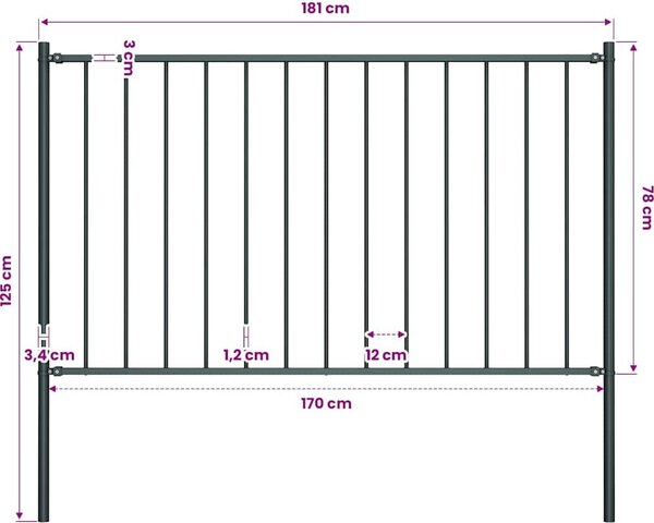 VidaXL Plotový panel Woerden se sloupky ocelový 1,7x0,75 m [145209] Barva: Bílá