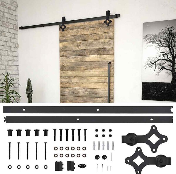 VidaXL Hardwarová sada pro posuvné dveře 183 cm ocel [145260] Barva: Černá