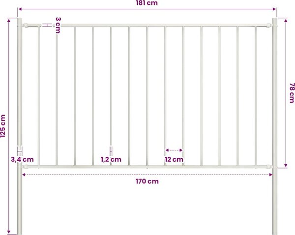 VidaXL Plotový panel Woerden se sloupky ocelový 1,7x0,75 m [145209] Barva: Bílá