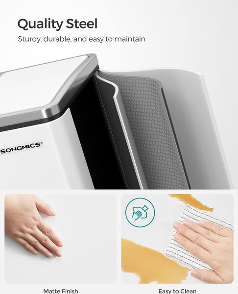 SONGMICS Koš na tříděný odpad 2 x 15 l bílý