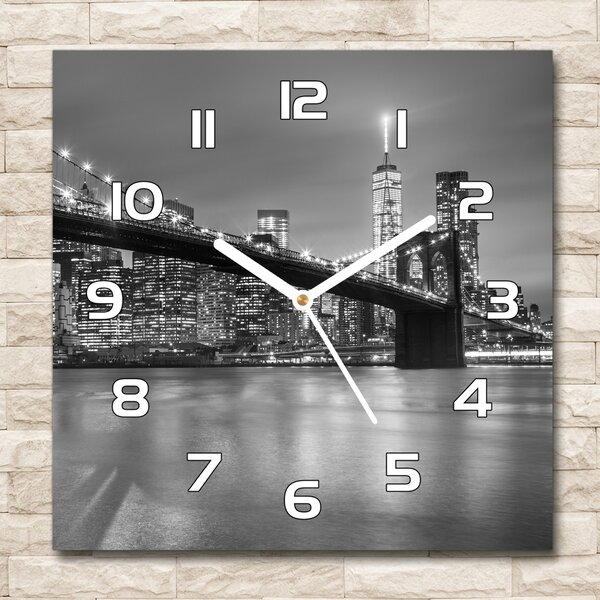 Skleněné hodiny čtverec New York noc pl_zsk_30x30_f_96581039