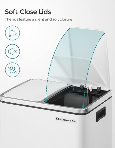 SONGMICS Koš na tříděný odpad 2 x 15 l bílý