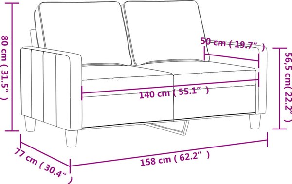 VidaXL 2místná pohovka 140 cm umělá kůže [359137] Barva: Černá