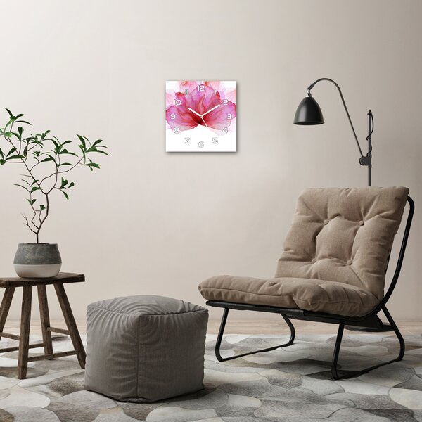 Skleněné hodiny čtverec Růžové květiny pl_zsk_30x30_f_98648030