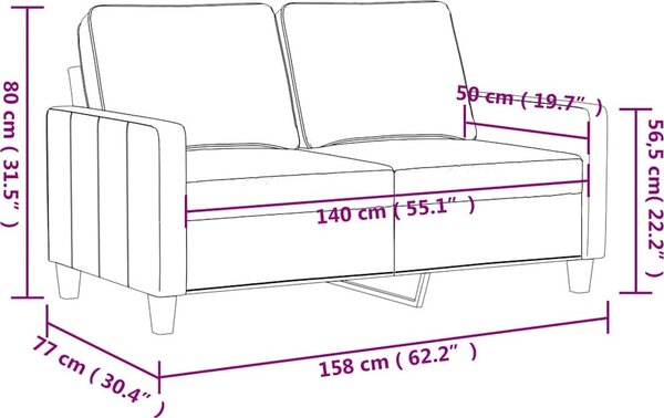 VidaXL 2místná pohovka 140 cm umělá kůže [359137] Barva: Černá
