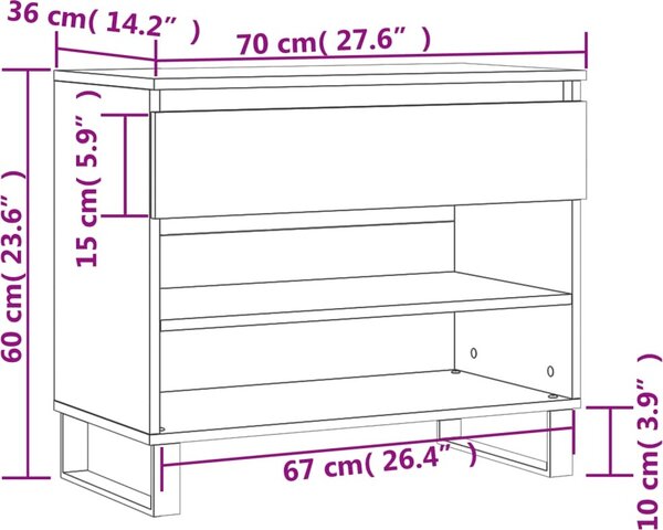 VidaXL Botník 70x36x60 cm kompozitní dřevo [831445] Barva: Betonová šedá