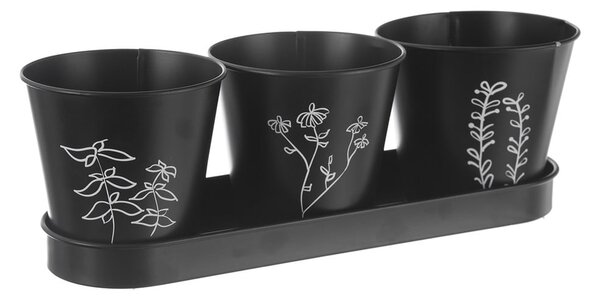 Kovové květináče na bylinky v sadě 3 ks ø 11 cm Black – Orion