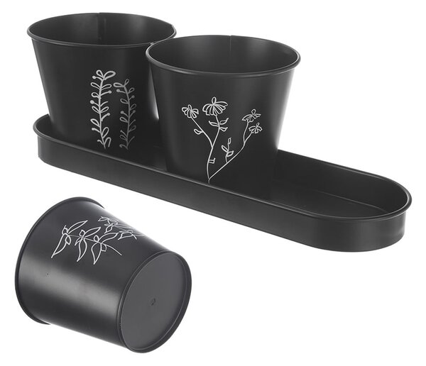 Kovové květináče na bylinky v sadě 3 ks ø 11 cm Black – Orion