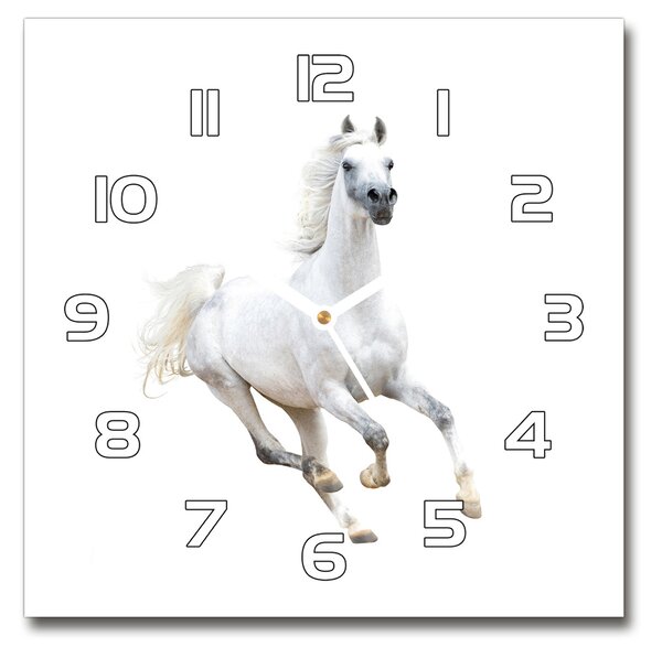 Skleněné hodiny na stěnu Bílý arabský kůň pl_zsk_30x30_f_99028092