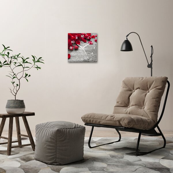 Skleněné hodiny na stěnu Červené růže pl_zsk_30x30_f_99989329