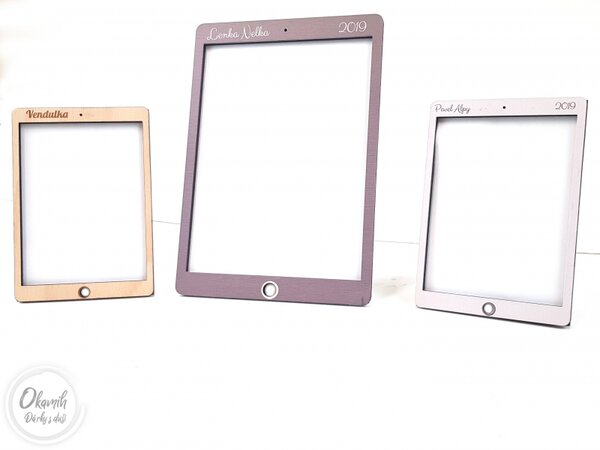 Rámeček ve stylu iPadu s výběrem barev a textu pro foto 15x10 (s příplatkem i jiné velikosti)