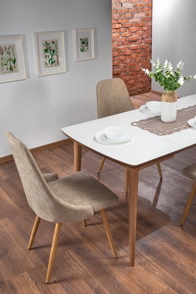 Halmar Rozkládací jídelní stůl BARRET 90(190)x80 bílý mat/dub lefkas