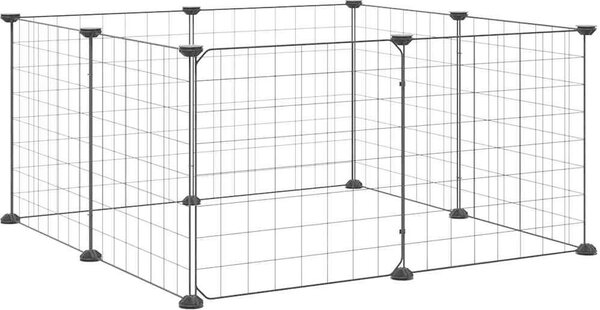 VidaXL 8dílná klec pro domácí mazlíčky s dvířky černá 70 x 70 x 35 cm ocel [171622]