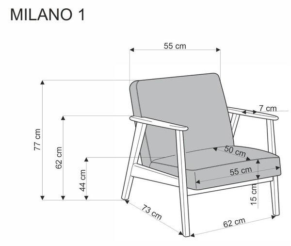 Halmar Křeslo MILANO 1S béžové/tmavý ořech