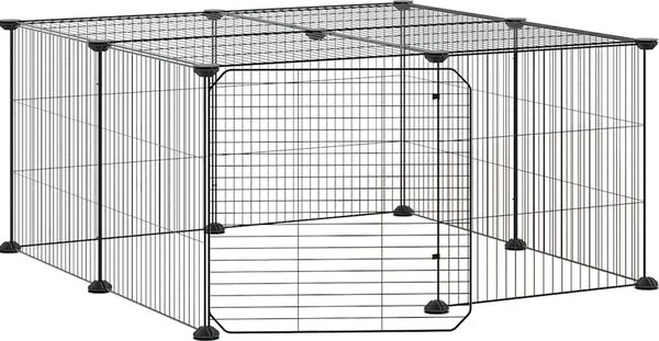 VidaXL 12panelová ohrádka pro zvířata s dvířky černá 70 x 70 x 35 cm ocel [3114054]