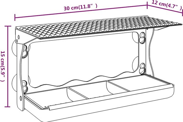 VidaXL Okenní krmítka pro ptáky 2 ks akryl 30 x 12 x 15 cm [318304]