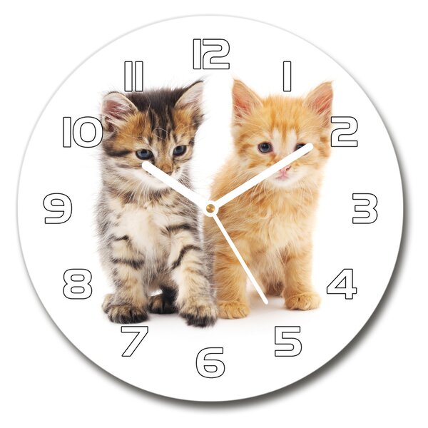 Skleněné hodiny kulaté Hnědá a červená kočka pl_zso_30_f_101681955
