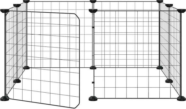 VidaXL 8dílná klec pro domácí mazlíčky s dvířky černá 70 x 70 x 35 cm ocel [171622]