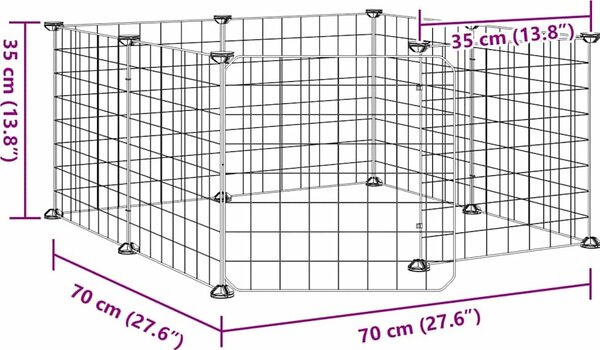VidaXL 8dílná klec pro domácí mazlíčky s dvířky černá 70 x 70 x 35 cm ocel [171622]