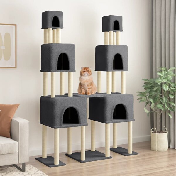 VidaXL Škrabadlo pro kočky se sisalovými sloupky 199 cm [172079] Barva: Tmavě šedá