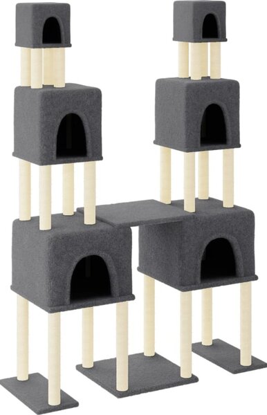 VidaXL Škrabadlo pro kočky se sisalovými sloupky 199 cm [172079] Barva: Tmavě šedá