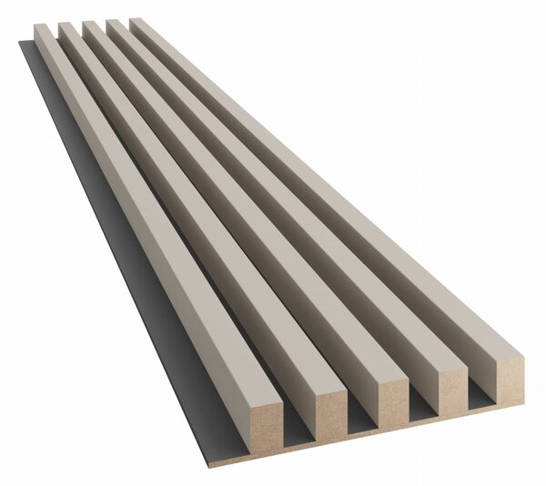 Akustický panel, podklad MDF deska, široká lamela, pískově béžový, 30x275 cm