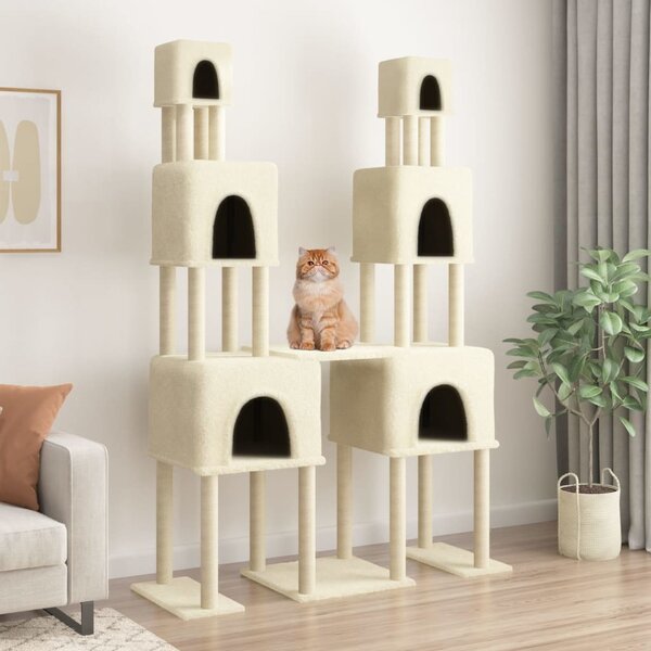VidaXL Škrabadlo pro kočky se sisalovými sloupky 199 cm [172079] Barva: Tmavě šedá