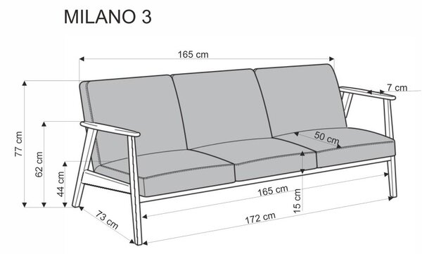 Halmar Třímístná pohovka MILANO 3S zelená/tmavý ořech