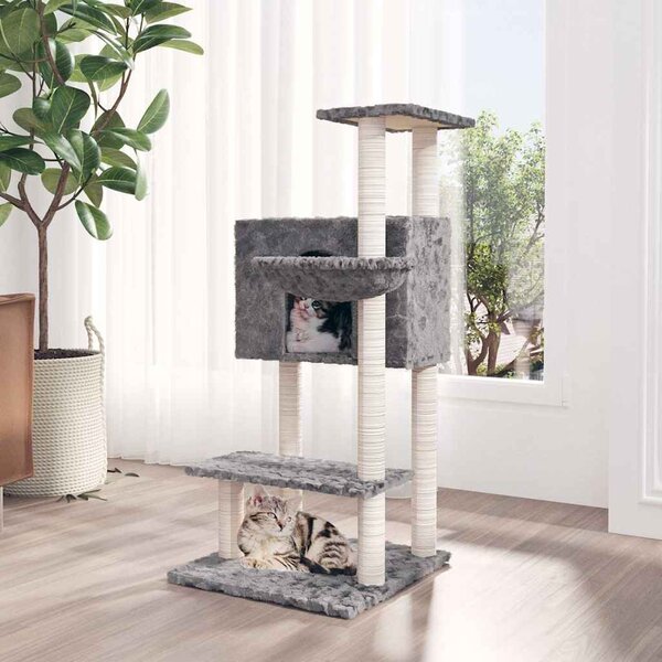 VidaXL Škrabadlo pro kočky se sisalovými sloupky 108,5 cm [171597] Barva: světle šedá