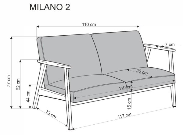 Halmar Dvoumístná pohovka MILANO 2S zelená/tmavý ořech