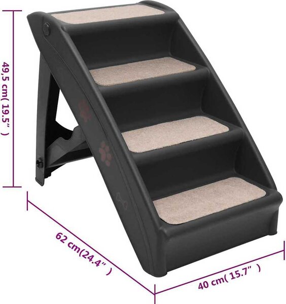 VidaXL Skládací schůdky pro psy 62 x 40 x 49,5 cm [170985] Barva: krémová