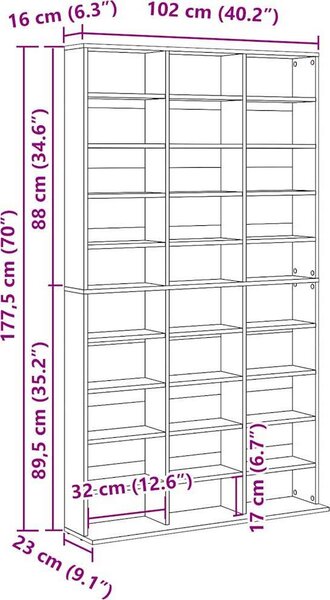 VidaXL Skříňka na CD 102 x 23 x 177,5 cm kompozitní dřevo [815090] Barva: Bílá