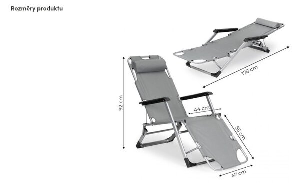 MultiGarden Skládací lehátko 2v1 Abbie světle šedé