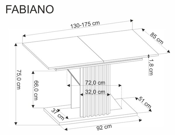 Halmar Rozkládací jídelní stůl FABIANO 130(175)x85 dub wotan/černý