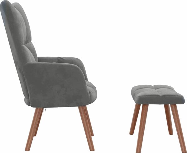 VidaXL Relaxační křeslo se stoličkou krémově samet [328063] Barva: Černá