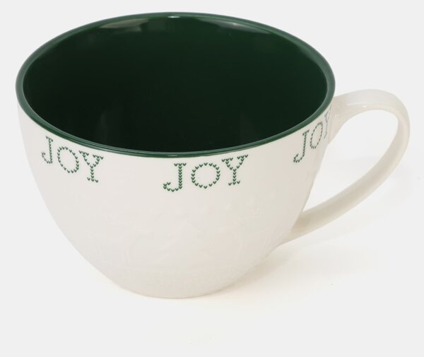 Sinsay - Keramický vánoční hrnek s nápisem „Joy“ - zelená