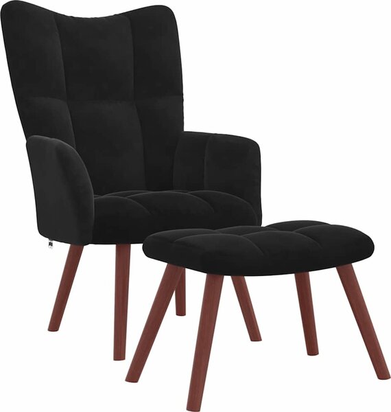 VidaXL Relaxační křeslo se stoličkou krémově samet [328063] Barva: Černá