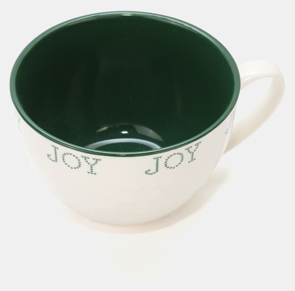 Sinsay - Keramický vánoční hrnek s nápisem „Joy“ - zelená