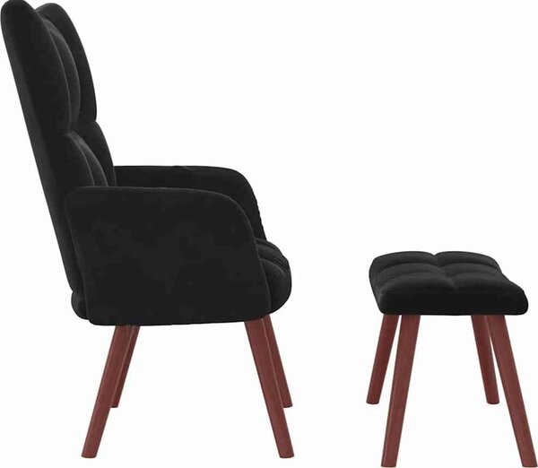 VidaXL Relaxační křeslo se stoličkou krémově samet [328063] Barva: Černá