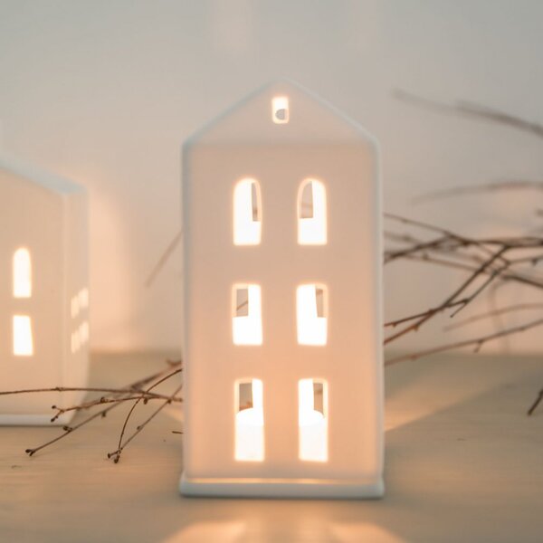 Porcelánový svícen Domek 16,5 cm