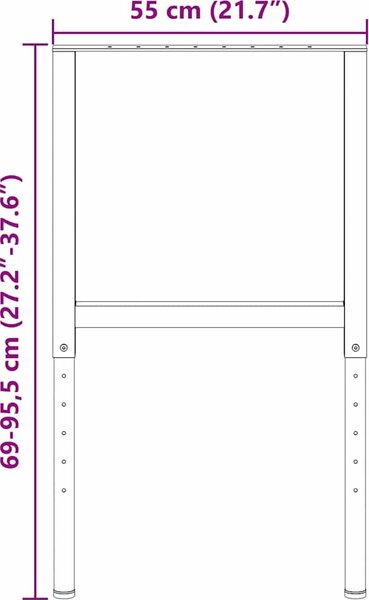 VidaXL Nastavitelné rámy pracovního stolu 2 ks kov 55 x (69–95,5) cm [147931] Barva: Šedá