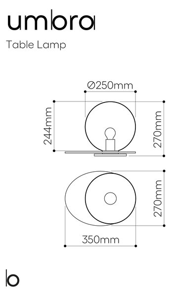 Bomma Luxusní stolní lampa Umbra, ⌀ 25cm Barva: Světle šedá
